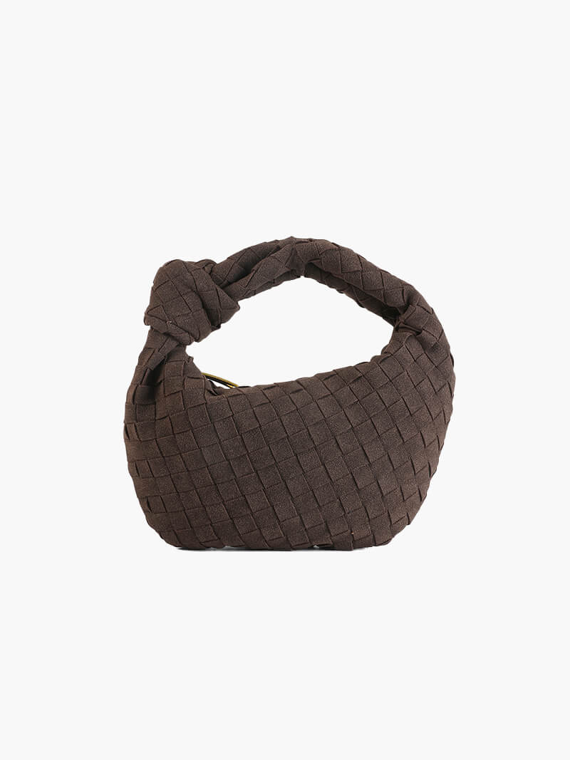 Mini bolso de mano de ante trenzado