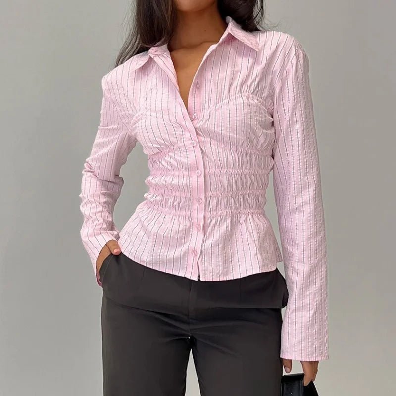 Blusa de manga larga fruncida Susan