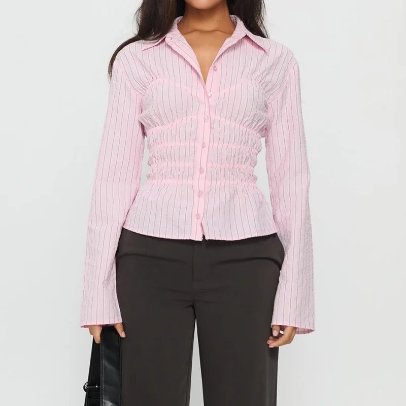 Blusa de manga larga fruncida Susan