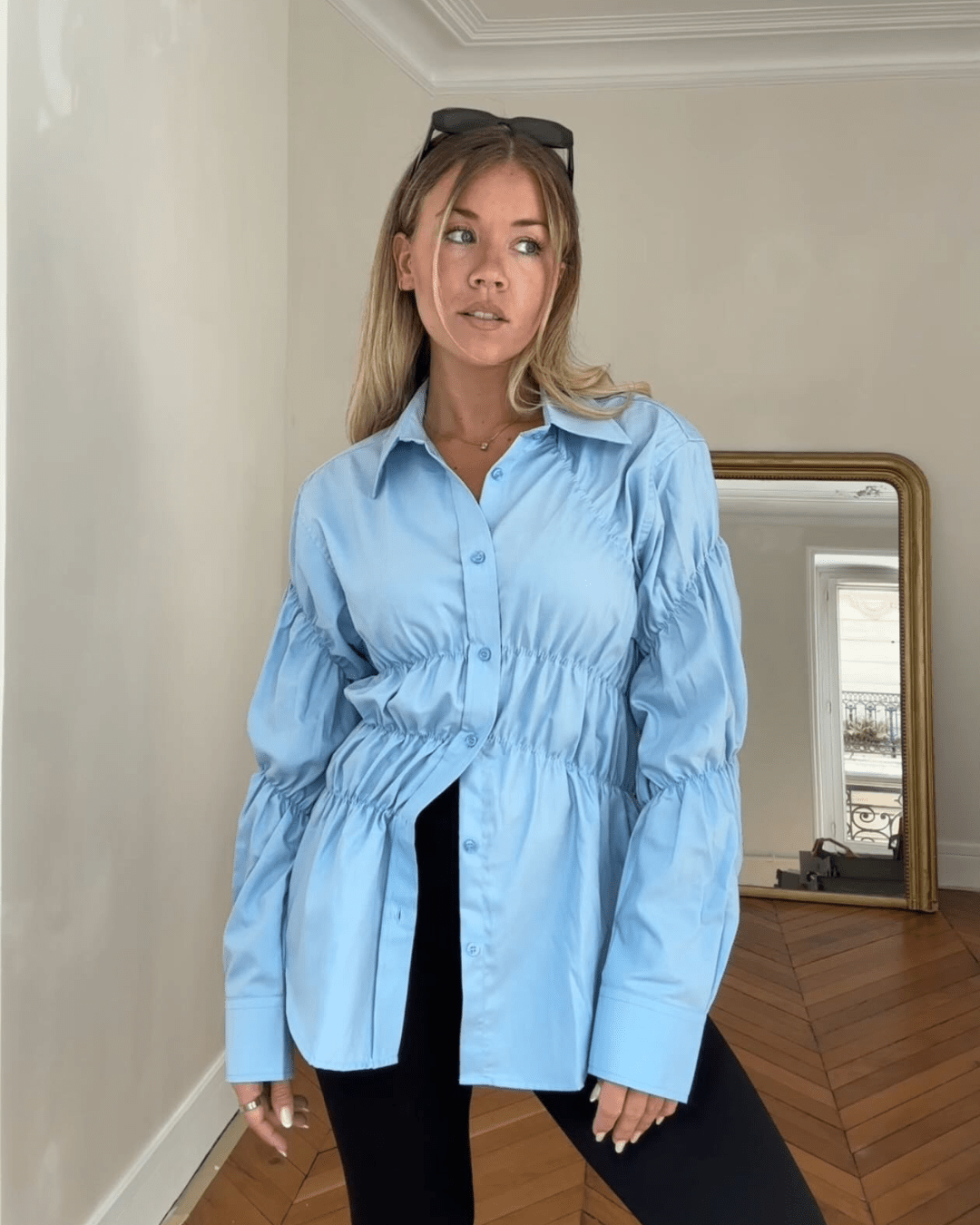 Camisa fruncida de manga larga Suzette