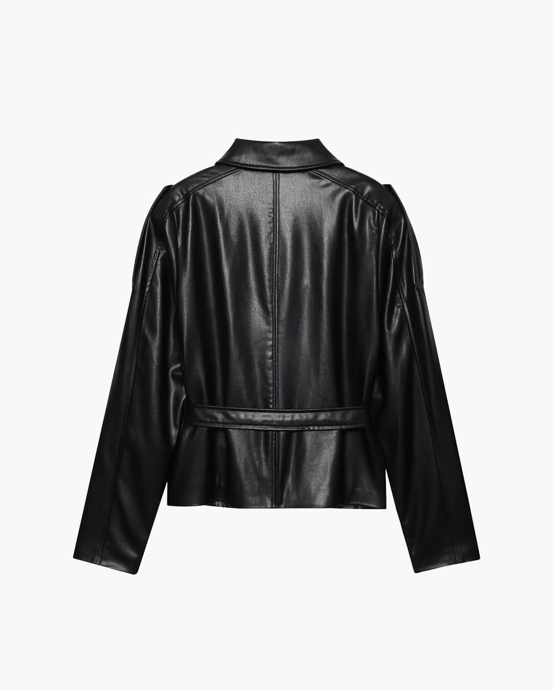 Chaqueta de piel sintética con cinturón Tabitha