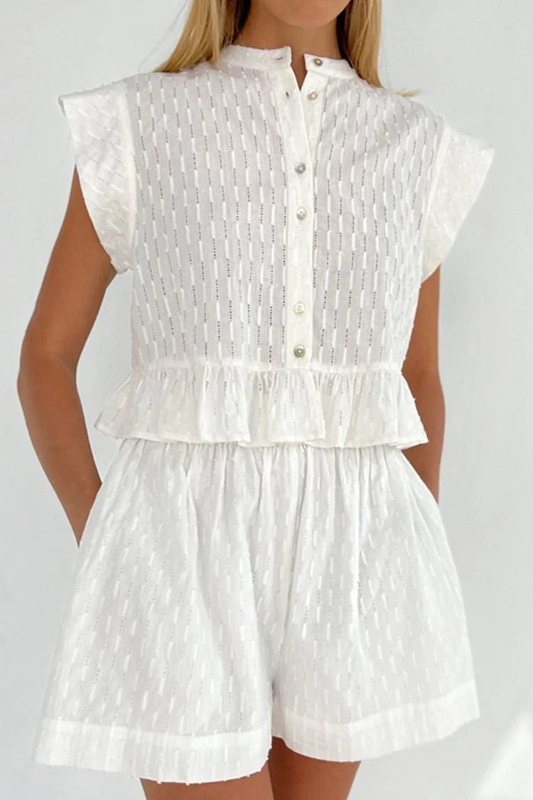 Conjunto de shorts con volantes y mangas cortas Tanya