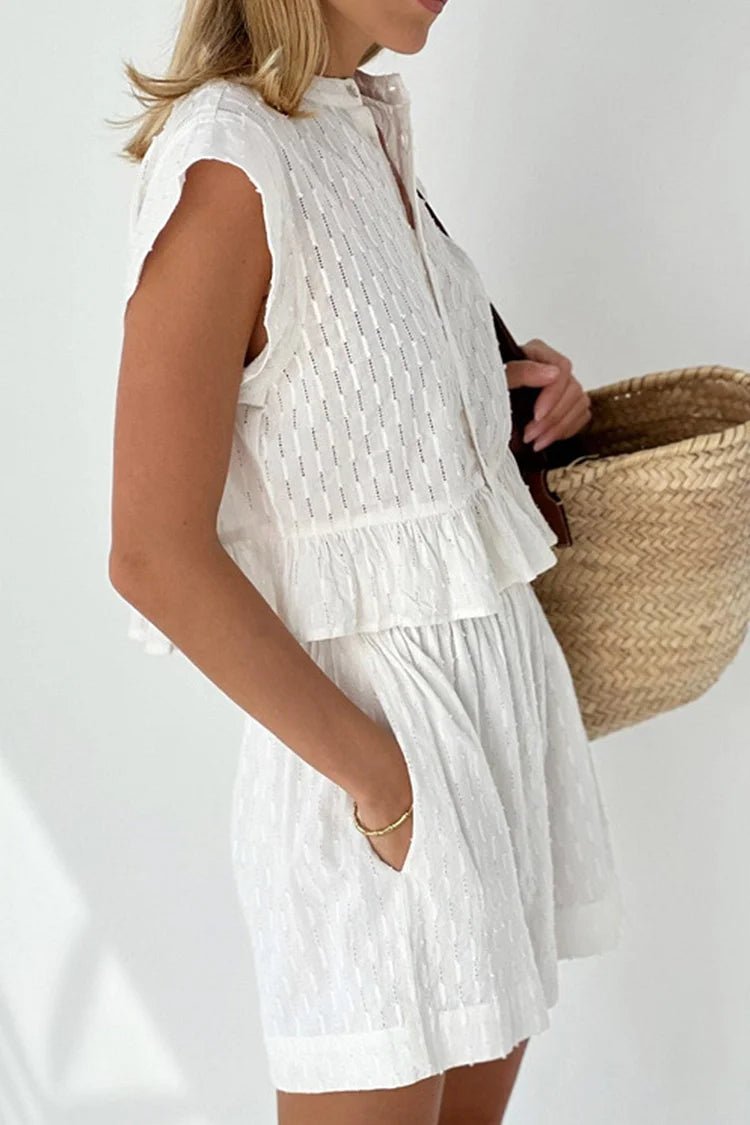 Conjunto de shorts con volantes y mangas cortas Tanya