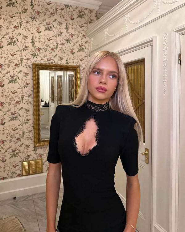 Minivestido de encaje con cuello alto Taylor
