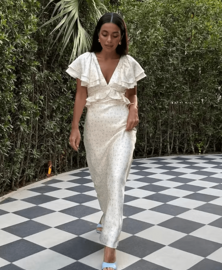 Vestido midi con mangas de volantes Taylor
