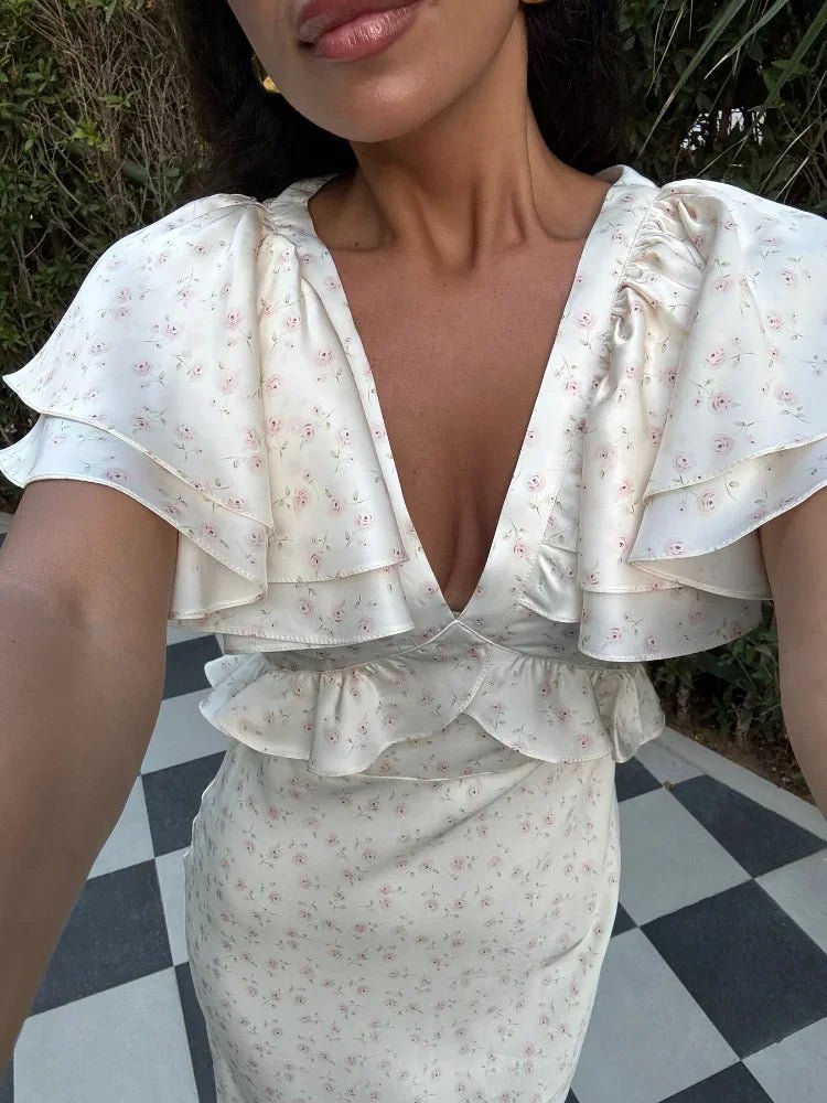 Vestido midi con mangas de volantes Taylor