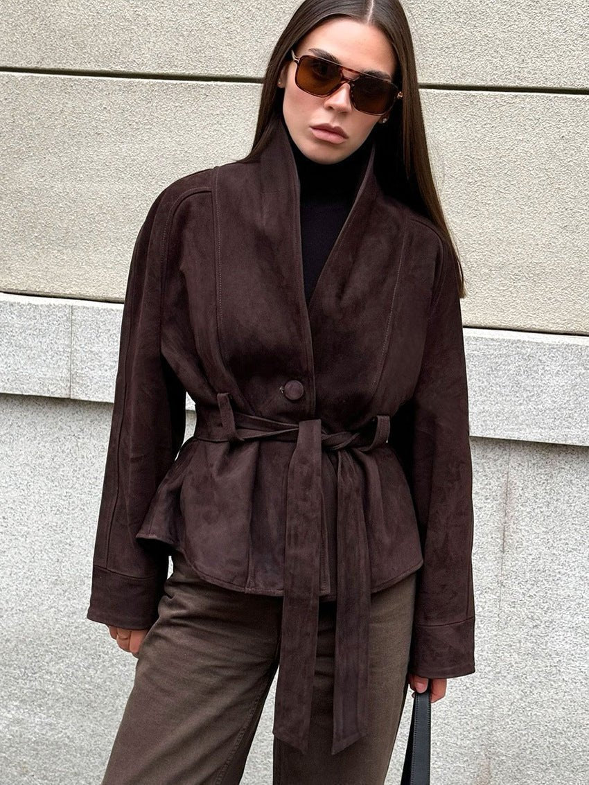 Gabardina de ante con cinturón Teresa
