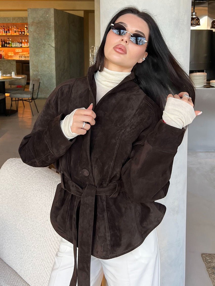 Gabardina de ante con cinturón Teresa