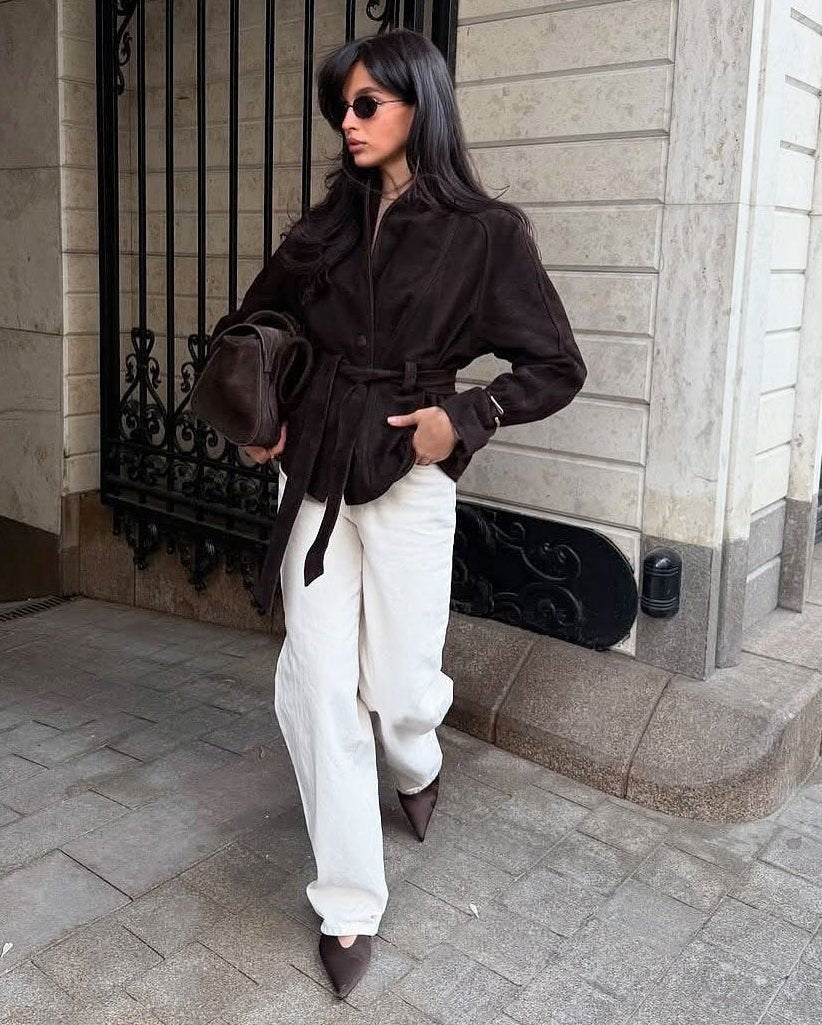 Gabardina de ante con cinturón Teresa