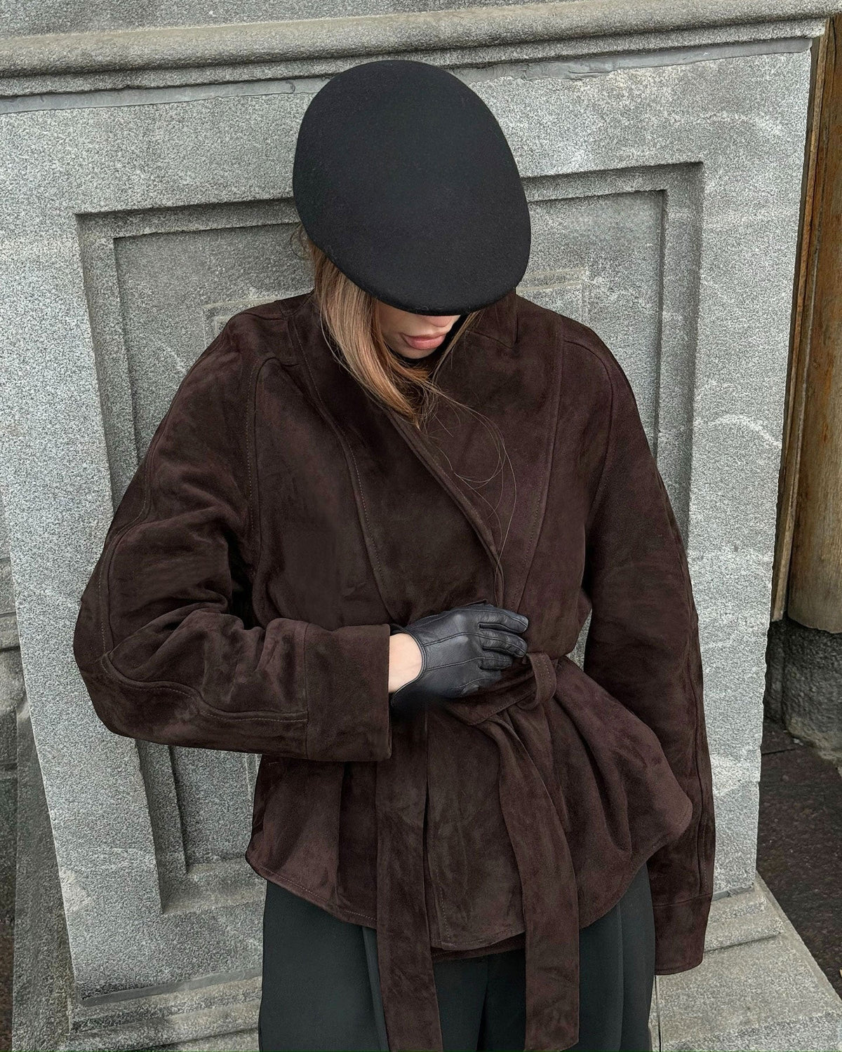 Gabardina de ante con cinturón Teresa