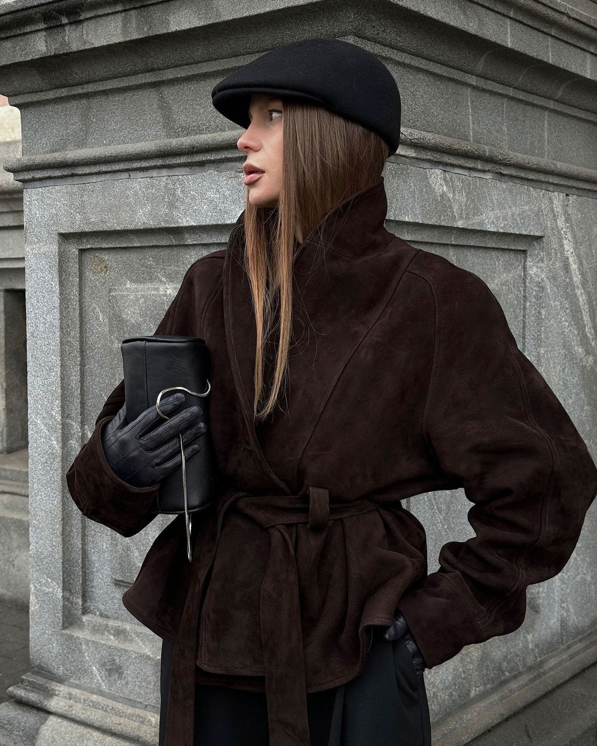 Gabardina de ante con cinturón Teresa