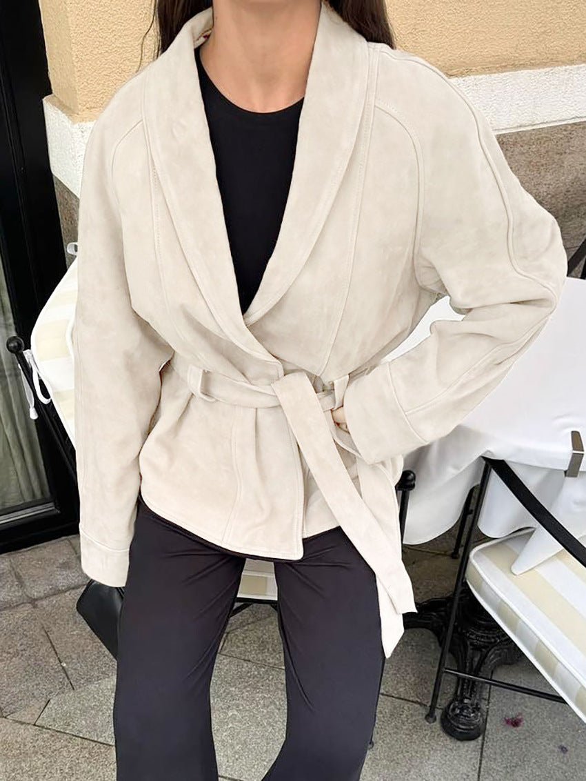 Gabardina de ante con cinturón Teresa