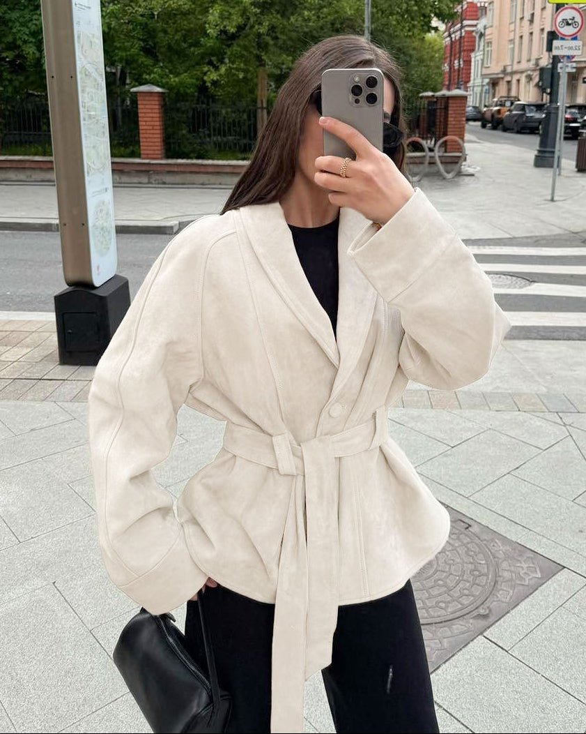 Gabardina de ante con cinturón Teresa