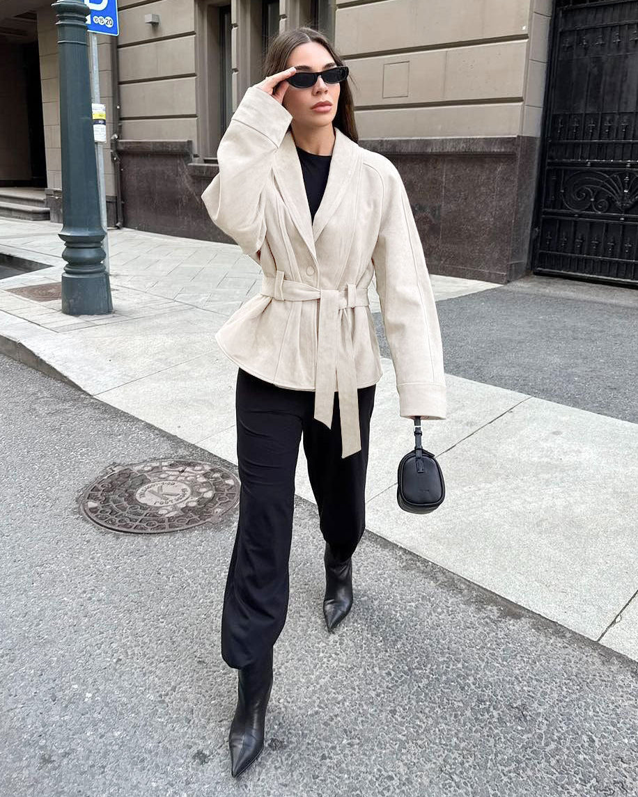 Gabardina de ante con cinturón Teresa