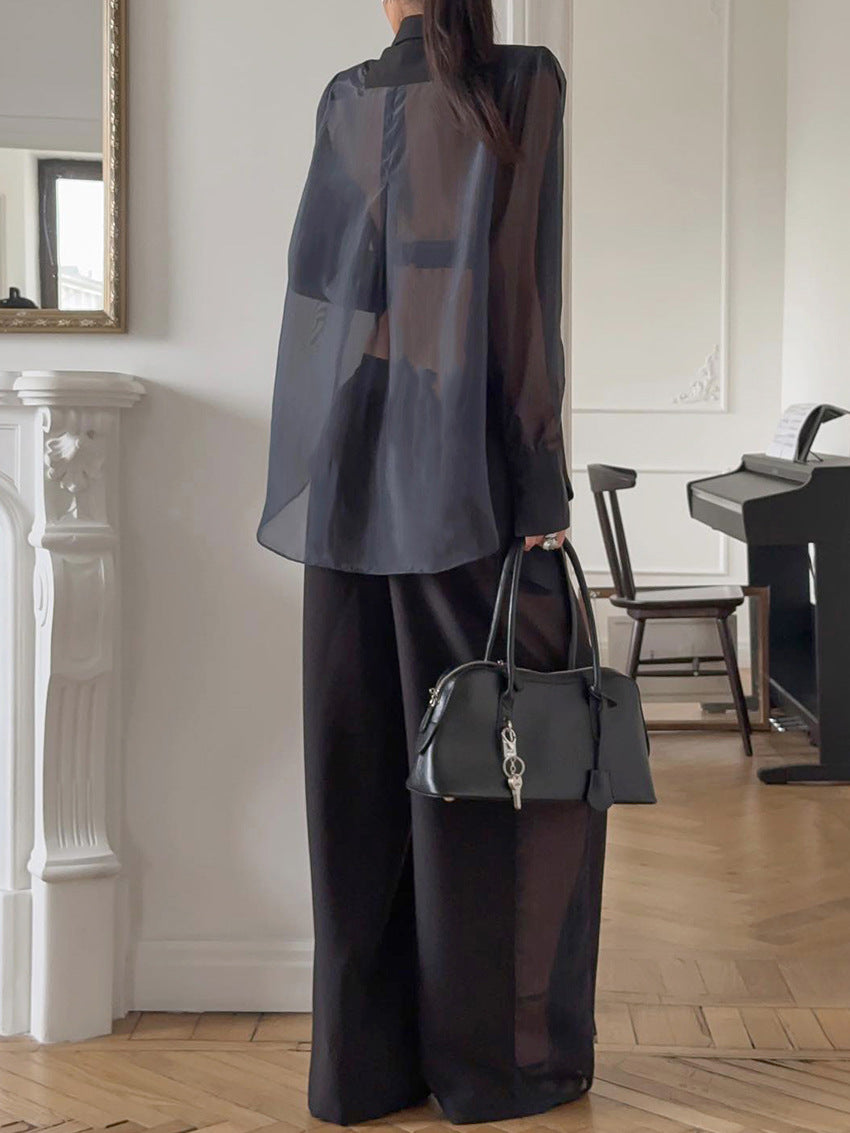 Conjunto de blazer con mangas transparentes Greer