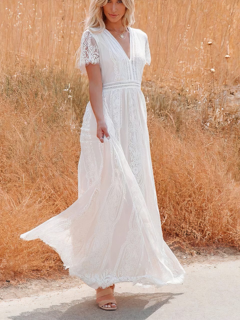 Vestido largo de encaje bohemio Tilda