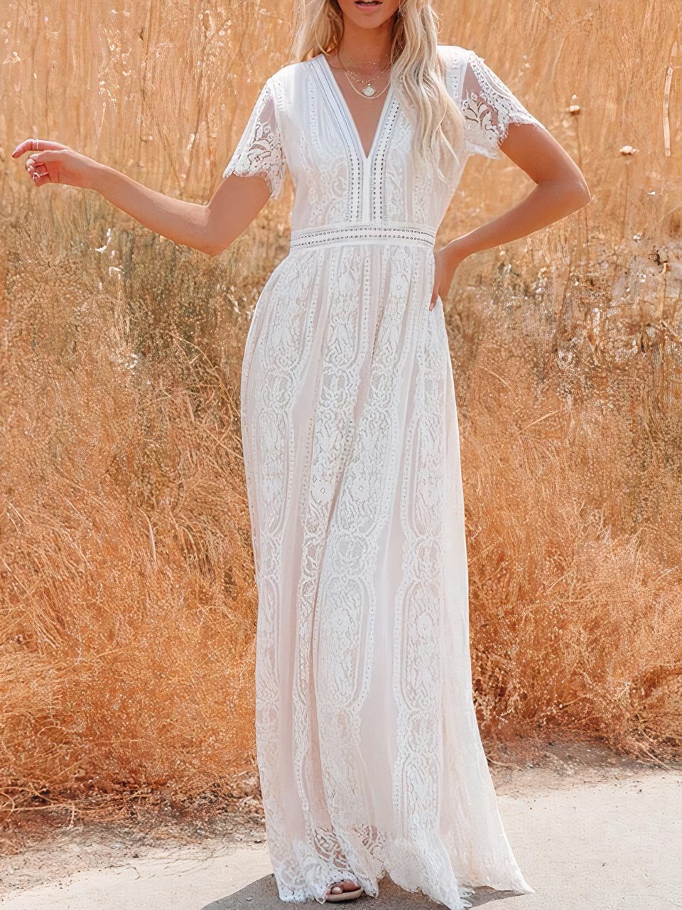 Vestido largo de encaje bohemio Tilda