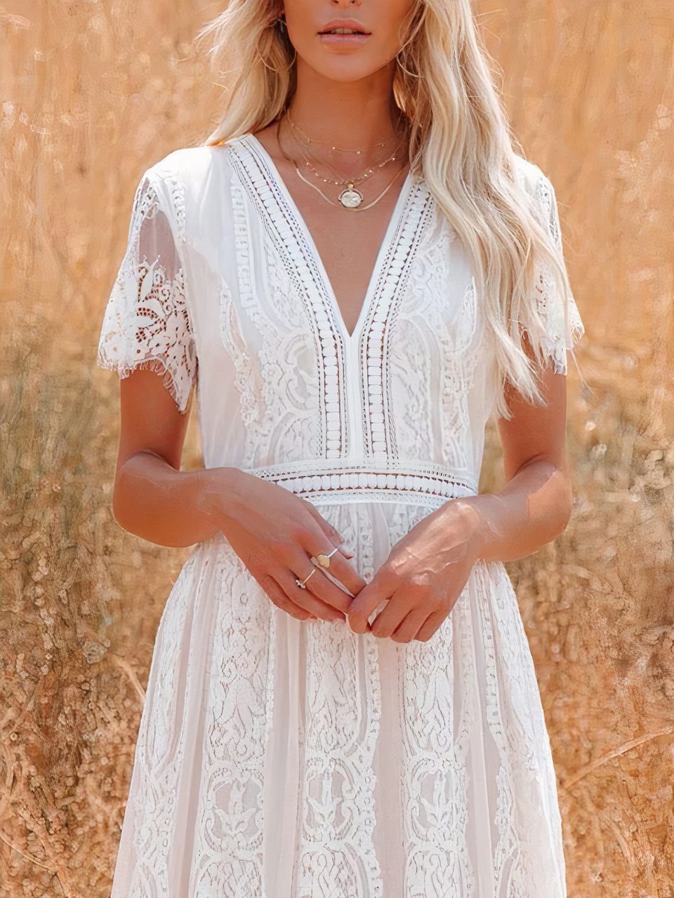 Vestido largo de encaje bohemio Tilda