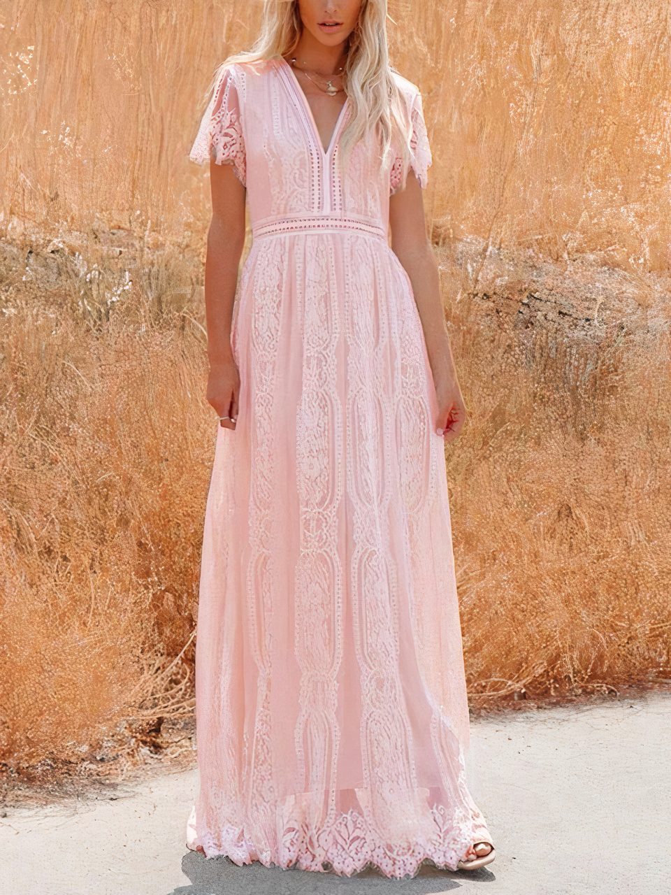 Vestido largo de encaje bohemio Tilda