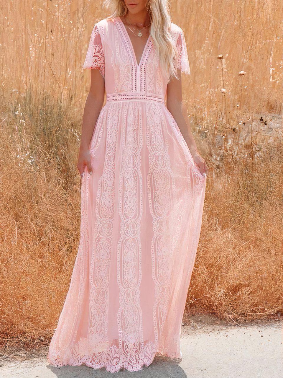 Vestido largo de encaje bohemio Tilda