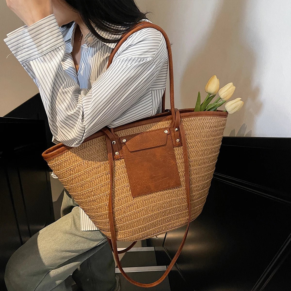 Bolso tote de hombro tejido Tineke