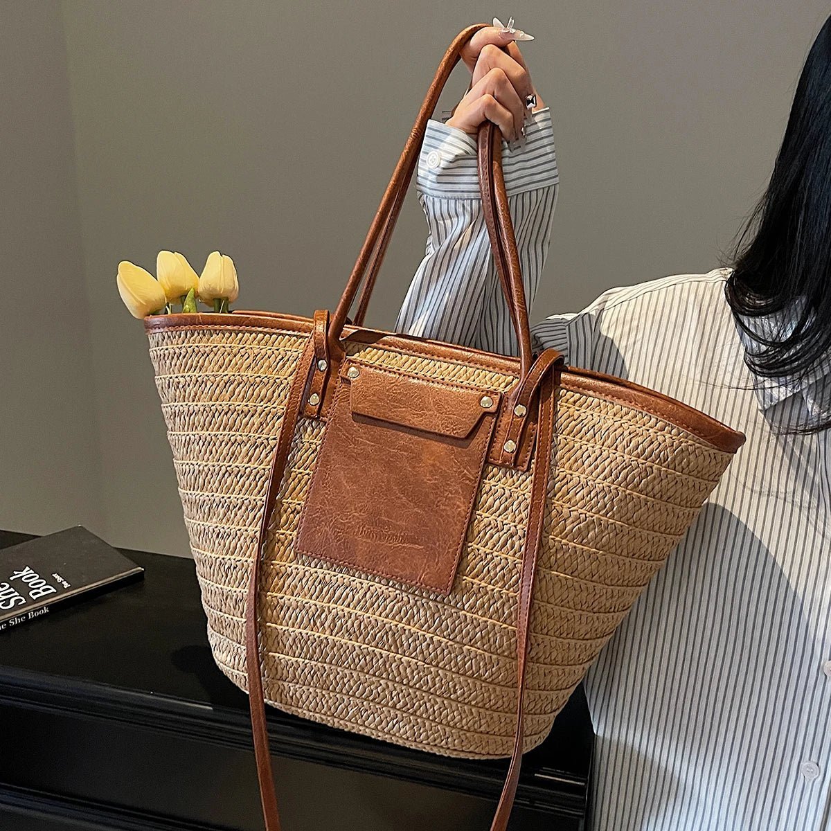 Bolso tote de hombro tejido Tineke