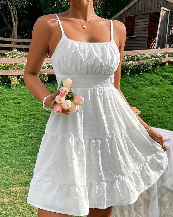 Minivestido Tracy escalonado con volantes y tirantes finos