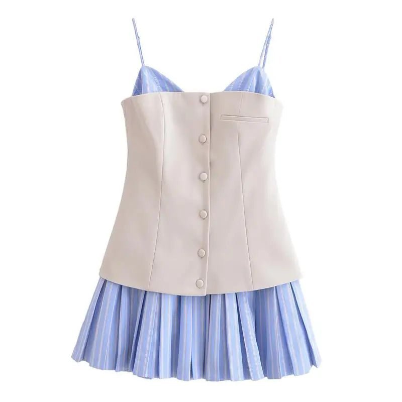 Minivestido corsé plisado a rayas Trina