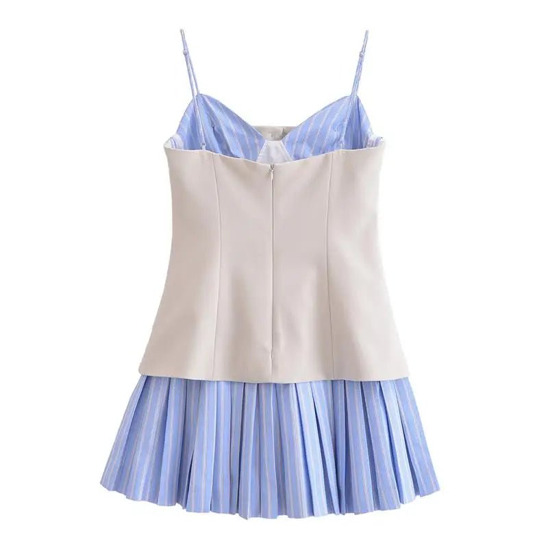 Minivestido corsé plisado a rayas Trina