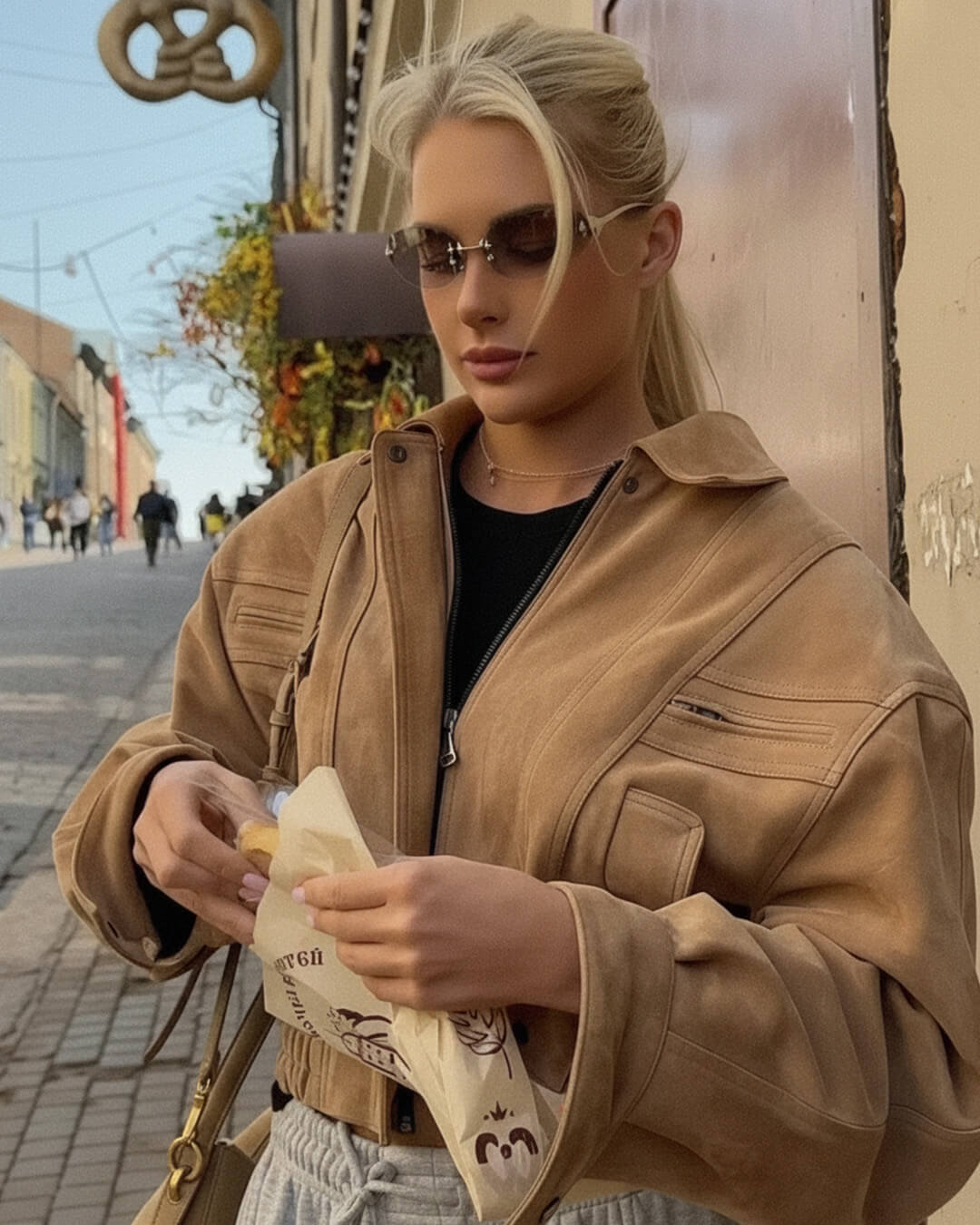 Chaqueta de ante con solapas Trisha