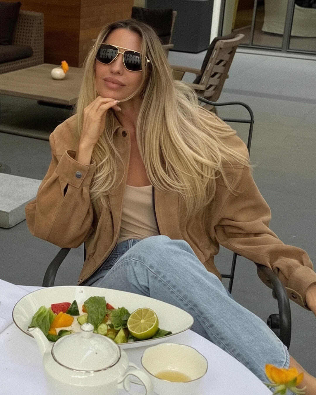 Chaqueta de ante con solapas Trisha