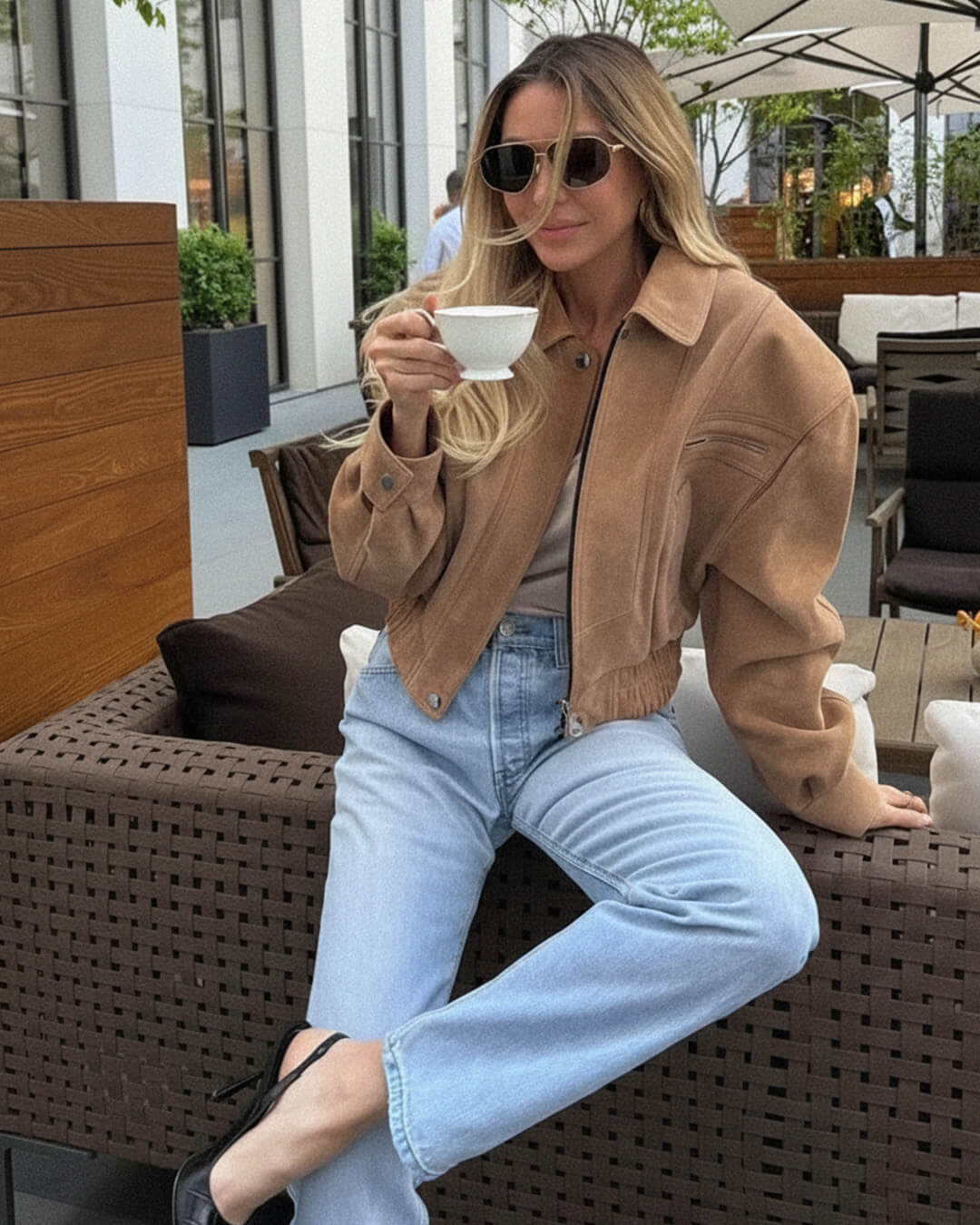 Chaqueta de ante con solapas Trisha