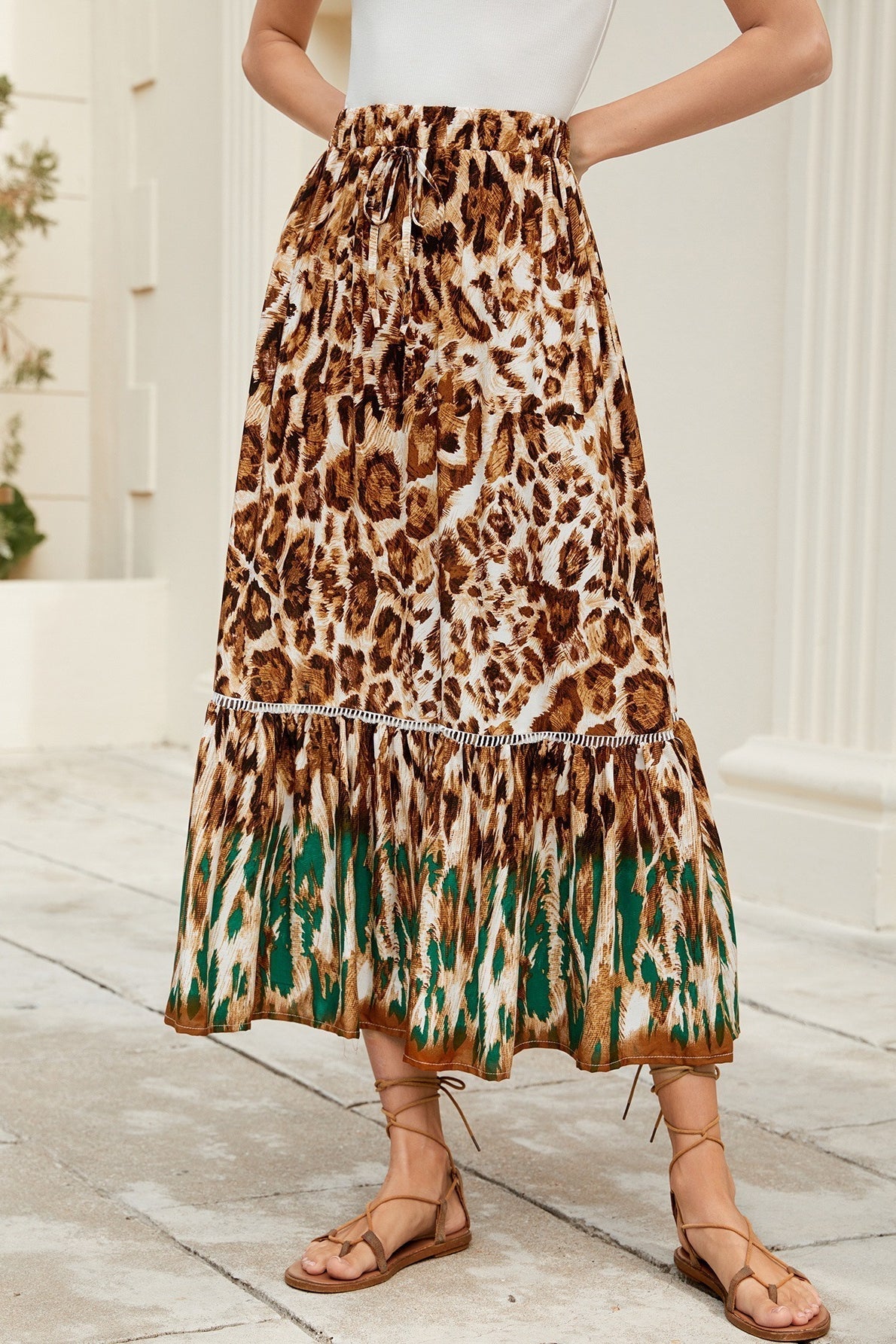 Maxifalda Valerie bohemia floral con volantes