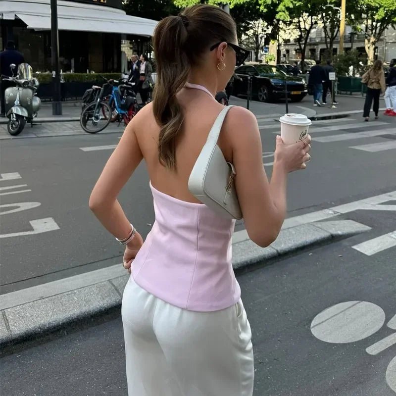 Top Valerie de cuello halter con lazo