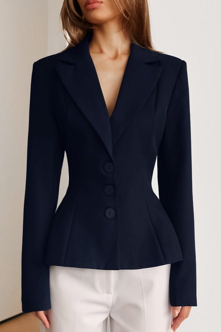 Blazer Valerie entallado con escote en V y hombreras
