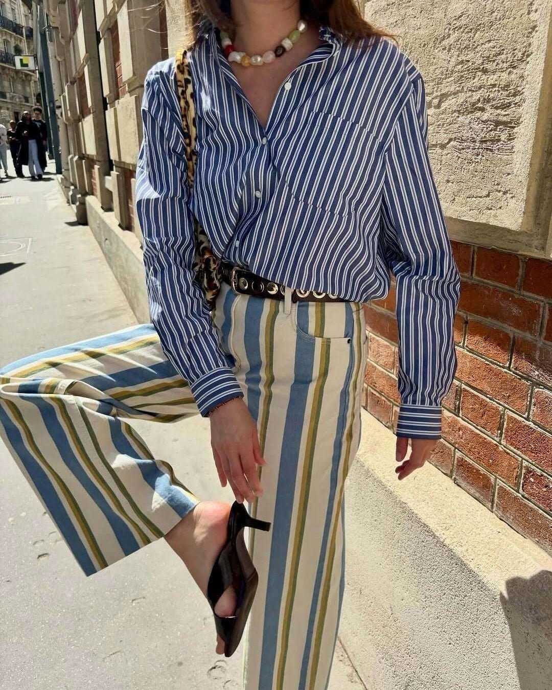 Pantalones de rayas Valerie de tiro bajo