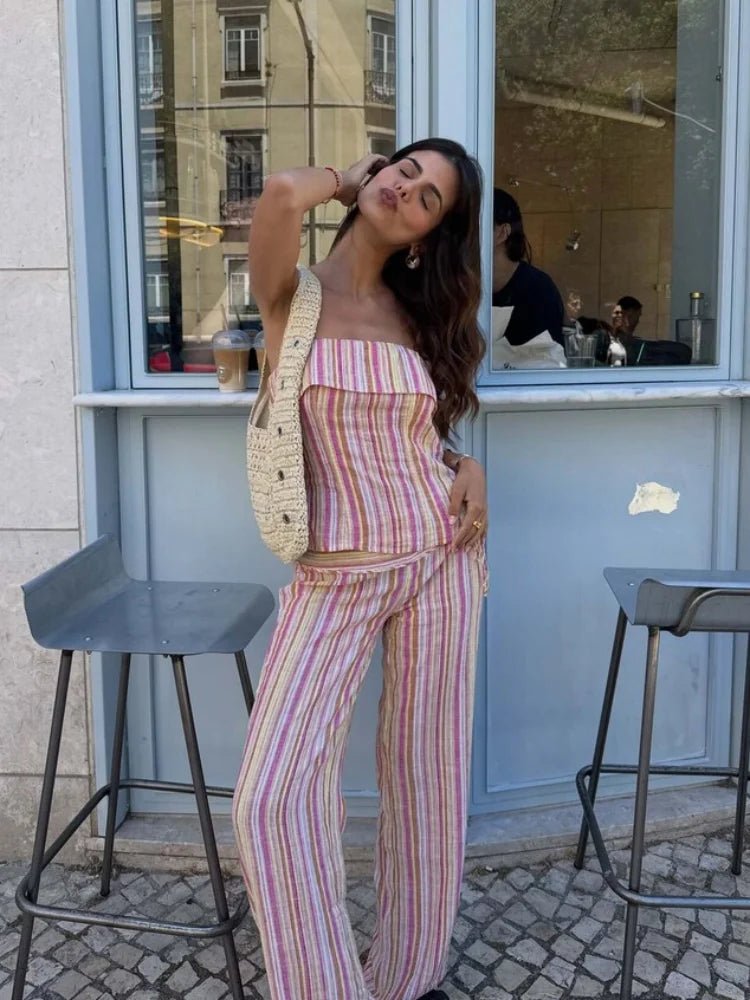 Pantalones de rayas Valerie de tiro bajo