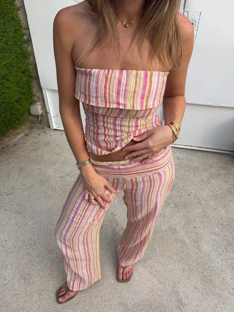 Pantalones de rayas Valerie de tiro bajo
