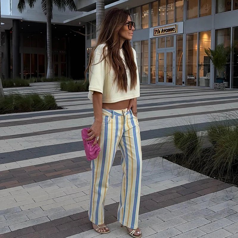 Pantalones de rayas Valerie de tiro bajo