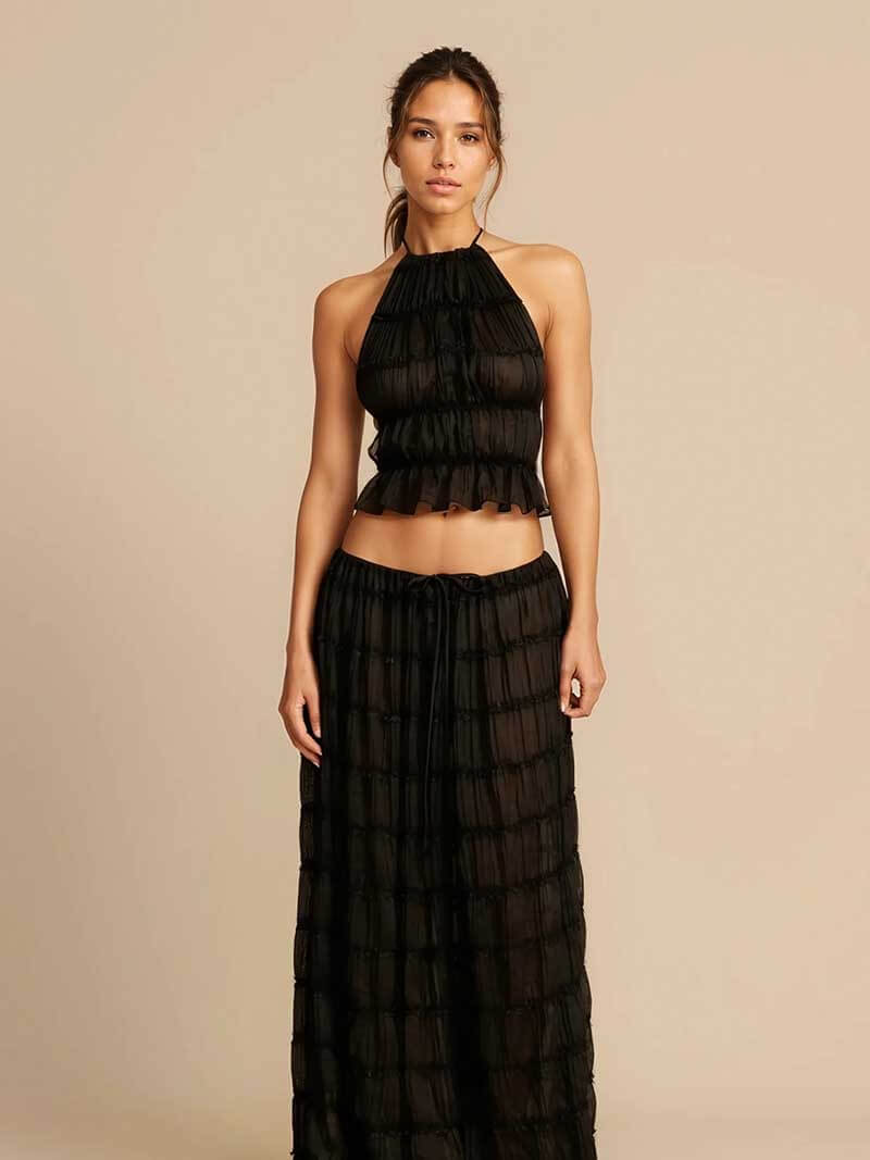 Conjunto de dos piezas Valerie con detalles de volantes
