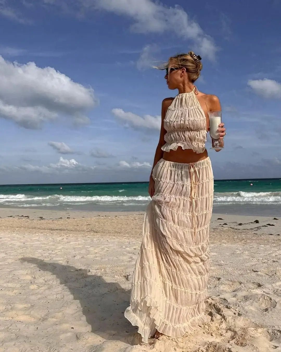 Conjunto de dos piezas Valerie con detalles de volantes