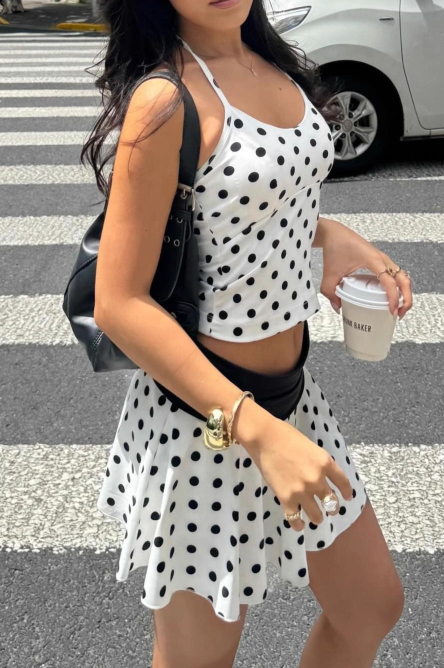 Verity Halter Polka Dot Crop Set