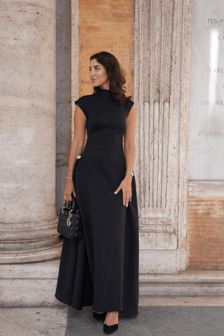 Vestido largo de cuello alto Veronica