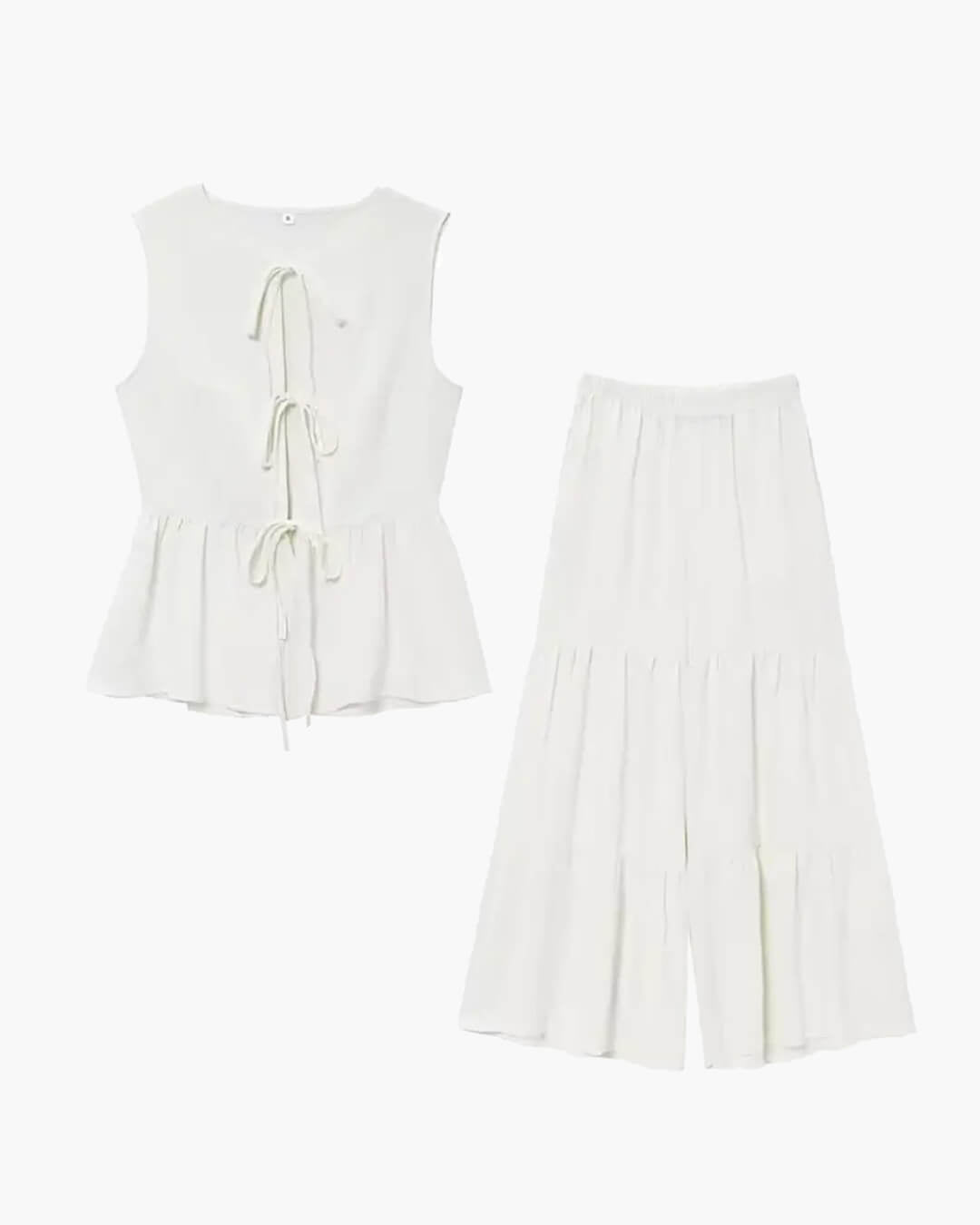 Conjunto Vianne de chaleco con lazo frontal y pantalón
