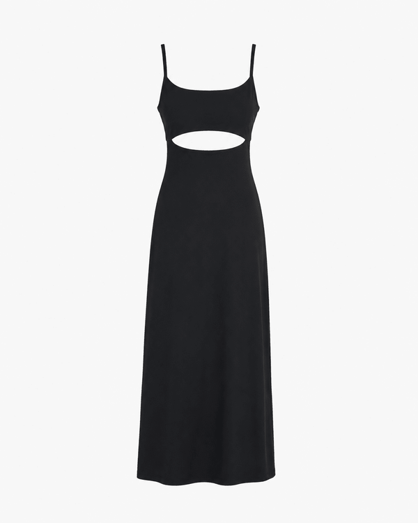 Vestido violeta con espalda descubierta y tirantes