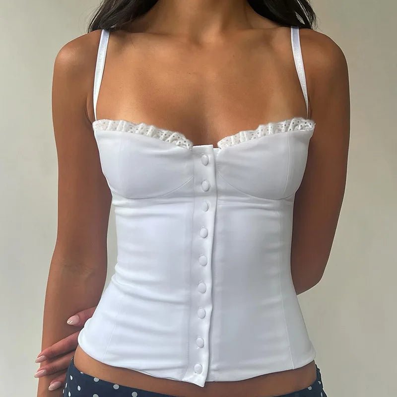Top corsé de encaje de patchwork Viviana