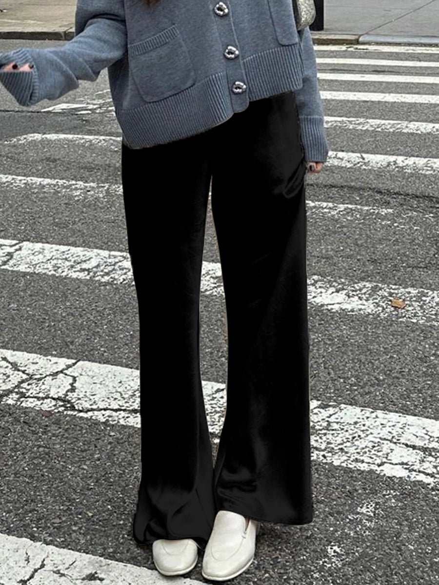 Pantalones de satén de pierna ancha Wendy