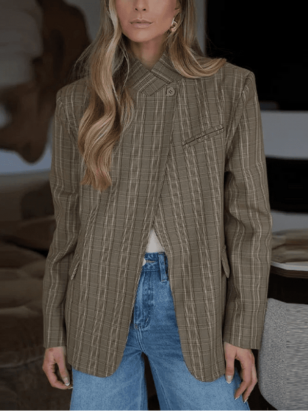 Chaqueta de traje Willow a rayas con cuello mao
