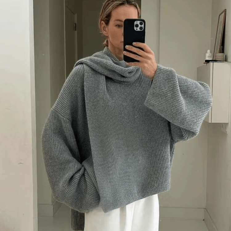 Jersey de punto holgado Xia con bufanda