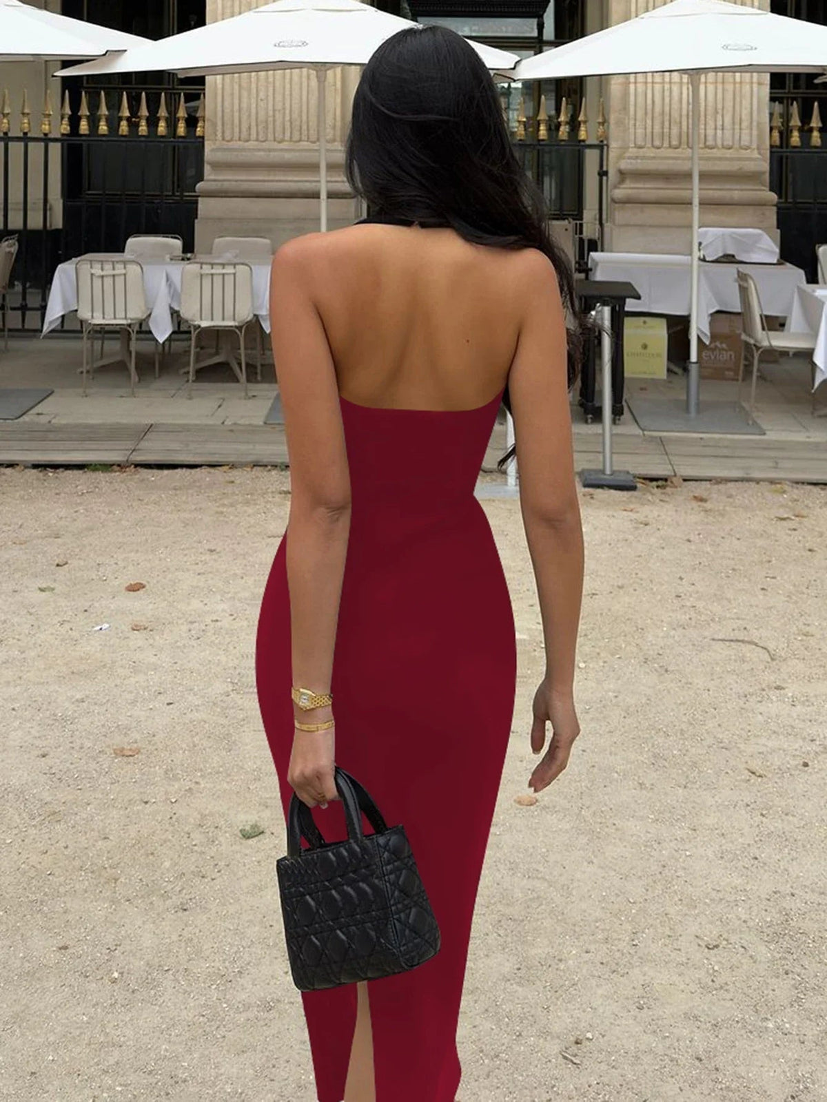 Vestido maxi ajustado con cuello halter Yasmin